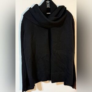 NFP New Form Perspective Wool Convertible Cardigan Scarf Neck Sweater Black med